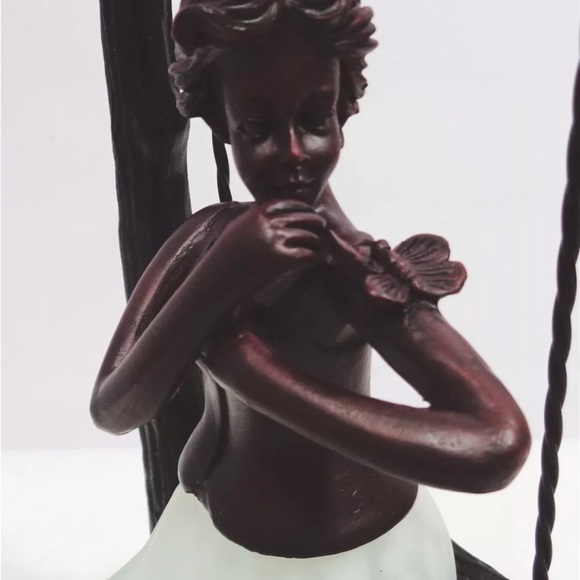 Young Lady On A Swing Bronze & Glass Table Lamp New (TL3390) LLF - Picture 6 of 8